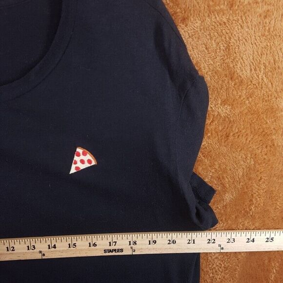 VICTORIAS SECRET PINK Womens Top Large Black Pullover Oversized Pizza College - Picture 4 of 7